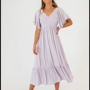 Lavender Smocked Midi Dress